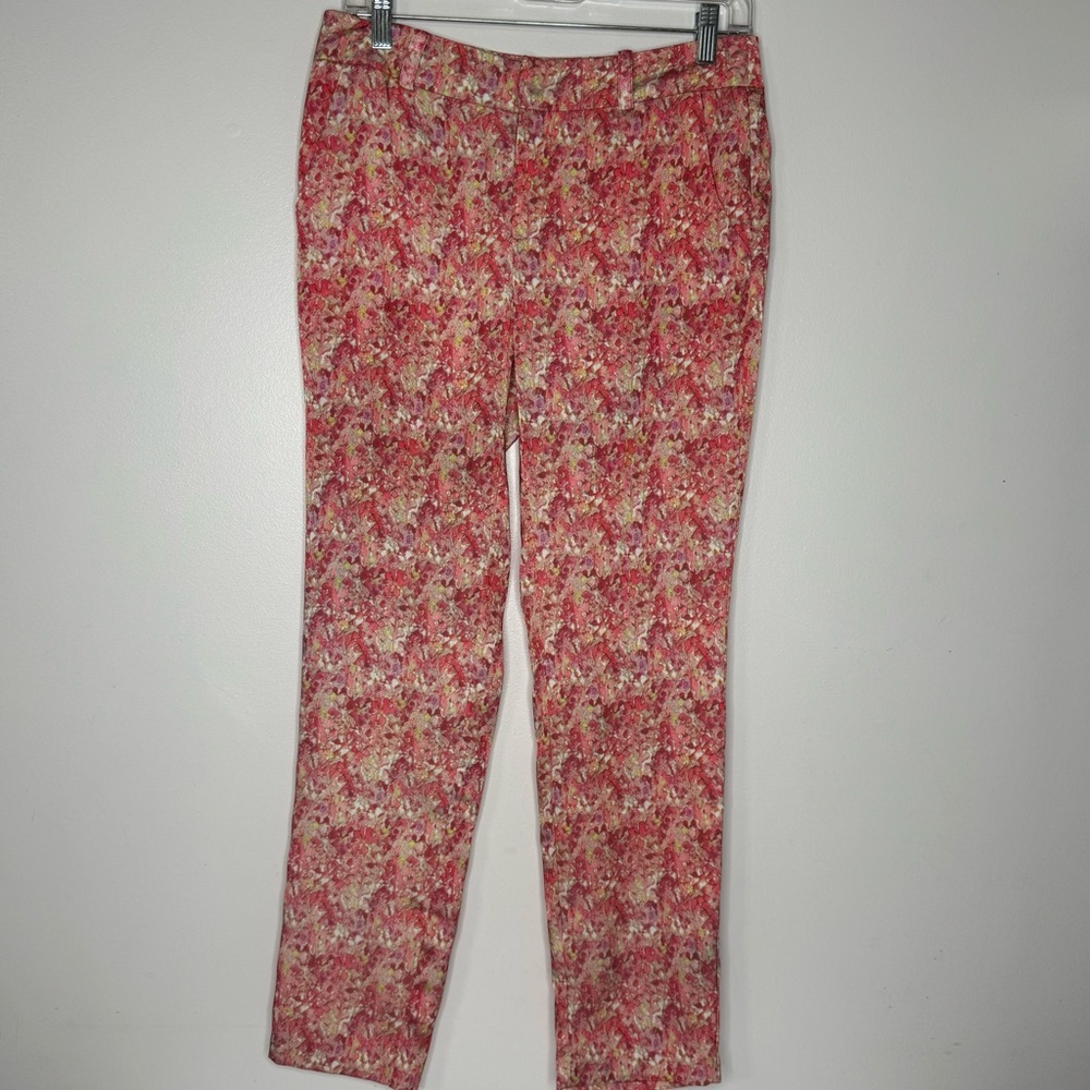 Ark&Co Coral & Beige Linen Floral Pants Size S
